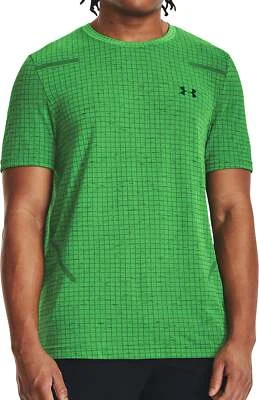 Under Armour Seamless Grid Mens Training Top Green Short Sleeve Gym T-Shirt - Image 1 of 4