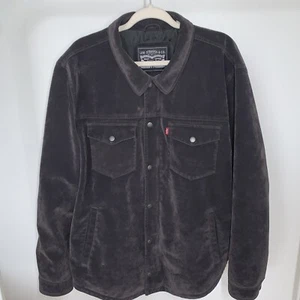 Levi's Jacket Mens XXL BLACK Faux Suede Western Lined Full Snap Zip Trucker - Picture 1 of 9