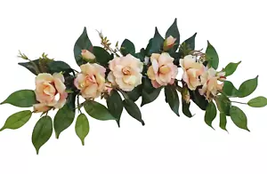 Yellow Rose 27" Swag Silk Flower (Ready to Display) Wall Door Arch Decor BP2227 - Picture 1 of 5