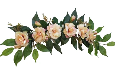 Flor de seda botín rosa amarilla 27" (listo para exhibir) decoración de arco de puerta de pared BP2227 Foto 1 de 4