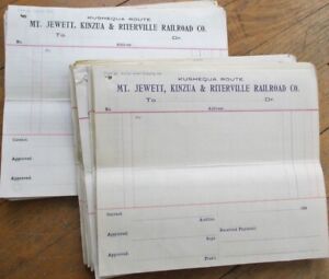 Mt. Jewett, Kinzua & Riterville Railroad Co. 1905/07 Documents: 100 PIECES-PA RR