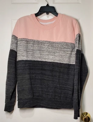 Moletom Reflex Feminino Colorblock Rosa Cinza Preto Tamanho S Pulôver Aconchegante - Imagem 1 de 4