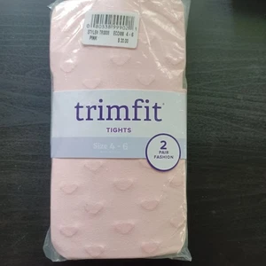 Trimfit Little & Big Girls 2 Pack of Tights Pink + White Size 4-6 Brand New - Picture 1 of 5