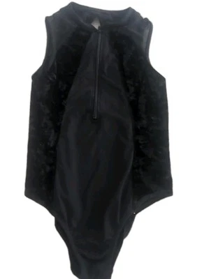 Girls Sz 8-10 Bloch Black Velvet Leotard Zip Cutout Back Halter Leo EUC Dance  - Image 1 of 4