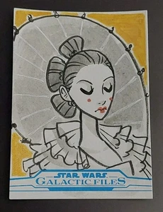 2018 Topps Star Wars Galactic Files Queen Amidala Sketchkarte von Asia Ellington - Bild 1 von 2