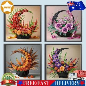 5D DIY Partial Special Shaped Drill Diamond Painting Flower Basket Decor 30x30cm - Afbeelding 1 van 24