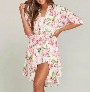 Show Me Your Mumu Morgenmantel Damen Einheitsgröße Floral Garden Of Blooms Brie Gürtel Neu ohne Etikett - Bild 1 von 6