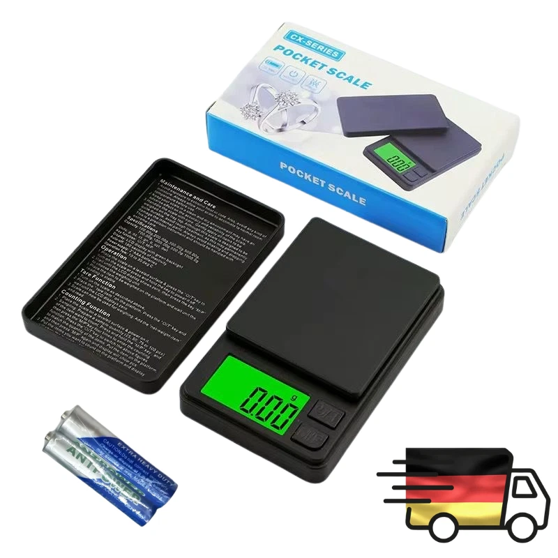 Digitale Feinwaage Taschenwaage bis 500g  Waage 0.01g Gen. Goldwaage Briefwaage - Bild 1 von 4