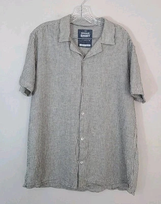 Camisa Essex Crossing ALGODÃO Montauk tamanho. Camisa listrada preta/branca L com botões - Imagem 1 de 4