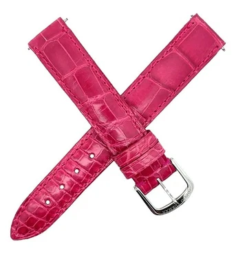 Genuine David Yurman 15mm Pink Alligator Leather Silver Buckle Watch Band Strap - Image 1 of 3