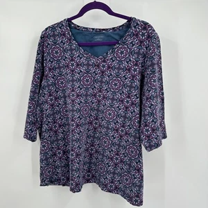 Catherines Damen Top Größe 1X Kaleidoscope lila pink geometrisches Muster bequem - Bild 1 von 8