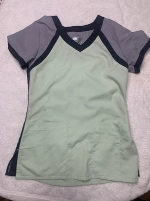 Grey’s Anatomy Women’s Scrub Top Size Xs Sea Green And Light Purple - Image 1 of 3