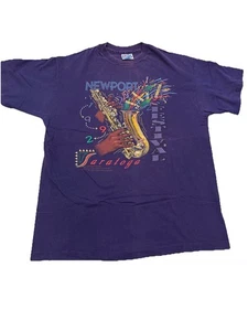 Saratoga Newport Jazz Festival 1992 Purple T Shirt “L” Hanes Tag single stitch - Picture 1 of 9