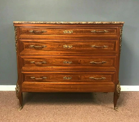 Marble Top French Neoclassical  4 Drawer Dresser Cover