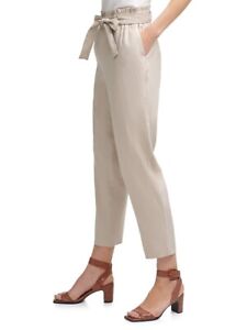 Calvin Klein Women's Belted Waist Paperbag Pants In Latte Beige Size S $119