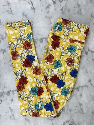 Leggings LuLaRoe OS Amarillo Rojo Azul Floral Muerte Suave Talla Única Nuevos sin Etiquetas Foto 1 de 4