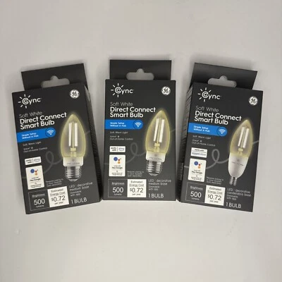 Lot of 3: GE CYNC Soft White Direct Connect Smart Bulbs LED 500 Lumens - Image 1 of 3