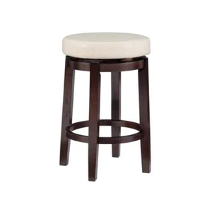 Linon Home Decor Counter Stool Swivel Padded Seat Maya Rice Faux Leather - Picture 1 of 7
