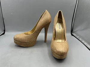 LADIES FREDERICK'S OF HOLLYWOOD 6" GOLD GLITTER HIGH HEELS SIZE US 6 - 12364-83 - Picture 1 of 14