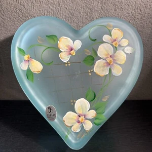 Fenton Hand Painted Blue Glass Heart Jewelry Box Signed Nancy & Lynn Fenton - Picture 1 of 16