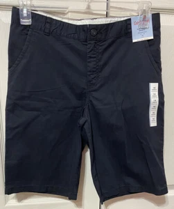 CAT & JACK Girls Black Cotton Flat Front Adjustable Waist Shorts 10.5” NWT sz 18 - Picture 1 of 5