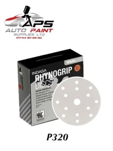 INDASA 39238 RHYNOGRIP WHITE LINE 15 HOLE GRIP SANDING DISCS 150MM PK50 - P320 - Picture 1 of 3