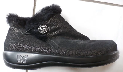 Botín cómodo Alegria para mujer 10,5 US 41 negro metálico floral piel sintética Foto 1 de 4