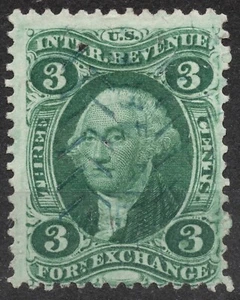 #R16c 3c 1862 US US Foreign Exchange - George Washington , First Issue , used - Picture 1 of 2