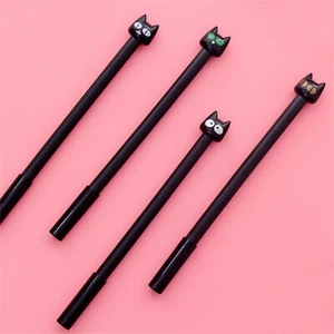 Novelty Cat Pens Black Ink Cat Lover Gift Stocking Filler 4pcs - Picture 1 of 3