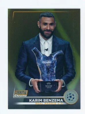 2022–23 Карим Бензема Topps Stadium Club хромированная золотистая переливающаяся Real Madrid 36/50 - Изображение 1 из 3