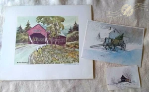 3 New England Art Prints : Brian Truelove Scottish American painter barn bridges - Picture 1 of 12