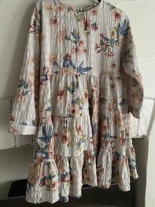 Zara Swing Mini Dress XL Pretty Floral 3/4 Sleeves Lightweight Tiered Summer - Picture 1 of 5