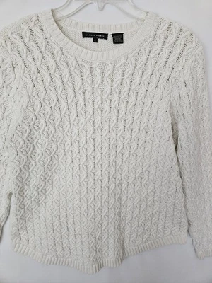 Suéter grande tejido con cable marfil manga larga algodón Jeanne Pierre para mujer Foto 1 de 4