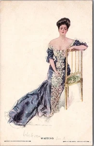 1906 Artist-Signed HOWARD CHANDLER CHRISTY Postcard WAITING Pretty Lady /Fashion - Bild 1 von 2