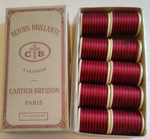 Retors Brillante Cotton Spool Thread + Box CARTIER-BRESSON Paris #194 Ombre Red  - Picture 1 of 5