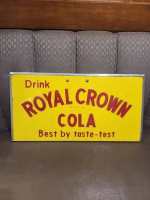 Royal Crown Cola Best By Taste Test Metal Sign Soda Cooler Lid 22x12 Wall Hanger - Image 1 of 4