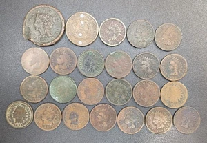 Coins from the 1800's Large Cent Two Cent Piece Indian Heads From 1863 to 1899 - Picture 1 of 4
