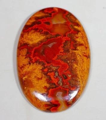 88 Ct 6X32X47 mm Diseñador Natural Costura Roja Ágata Ovalado Cabujón Piedra Preciosa HX 20 Foto 1 de 4