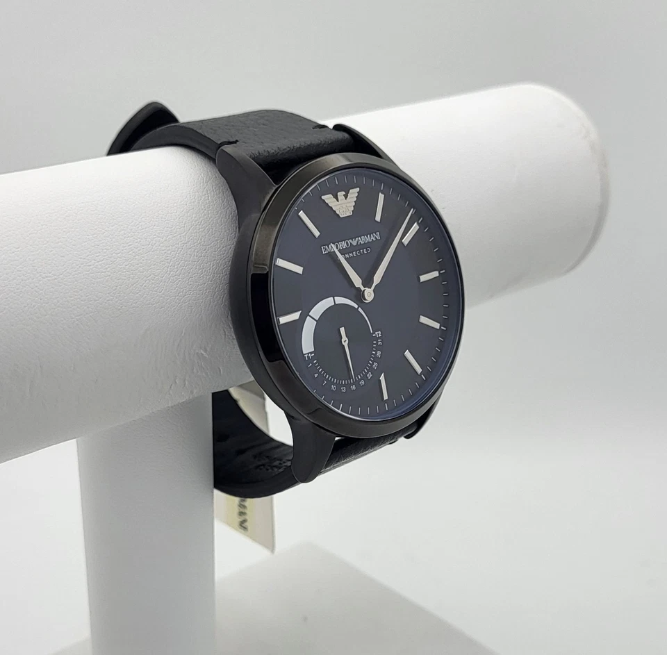 Reloj inteligente híbrido Emporio Armani ART3004 para hombre con correa de cuero negro 43 mm Foto 1 de 4