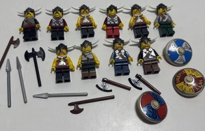LEGO Castillo Vikingo Minifigura Lote Escudos Cascos con Cuernos De Colección 10 Figuras - Imagen 1 de 15