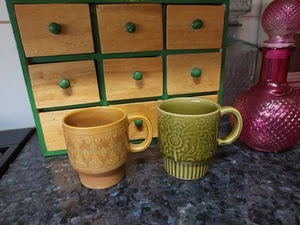 Vintage Japan COFFEE MUGS / FUNKY (2) / RARE / Good Price - Picture 1 of 4