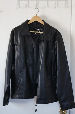 Chaqueta de cuero negra Armani Emporio Collezione para hombre (grande) Foto 1 de 4