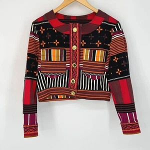 VTG Christian Llinares Patterned Colorful Jacket Sz M Maximalism Artsy 90s - Picture 1 of 10