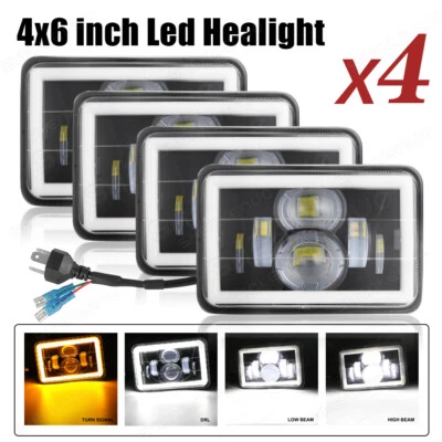4PC 4x6" LED Headlight Turn signal light for Kenworth T400 T600 T800 W900L W900B - Image 1 of 4