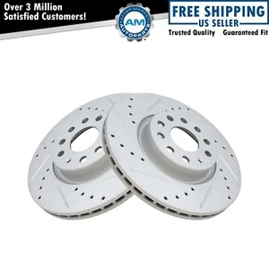 Performance Brake Rotor Drilled Slotted Front Coated Pair for VW 312MM - Picture 1 of 5