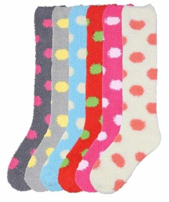 3 Pair Women Plush Dot Winter Socks Long Knee High Cozy Fuzzy 9-11 Slipper - Image 1 of 2