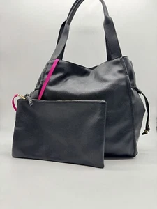 Macy's On 34th Jyyll leather large tote shoulder bag + pouch 2 PC set BLACK Used - Picture 1 of 18
