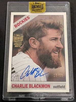 2017 Topps Archives Charlie Blackmon AUTO Sealed /53 Signature Series 1966 Style - Image 1 of 4