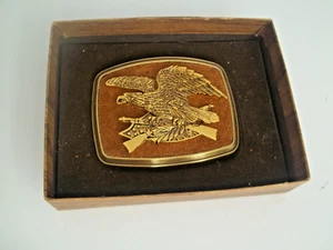 Men's Vintage Raintree Brass 1979 Liberty Eagle Crossed Rifles Belt Buckle - Picture 1 of 4