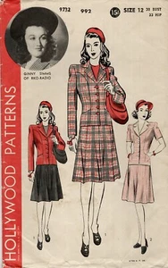 Hollywood 992 Two-Piece Suit Sz 12 CUT COMPLETE Ginny Simms RKO Radio 1940s - Picture 1 of 5